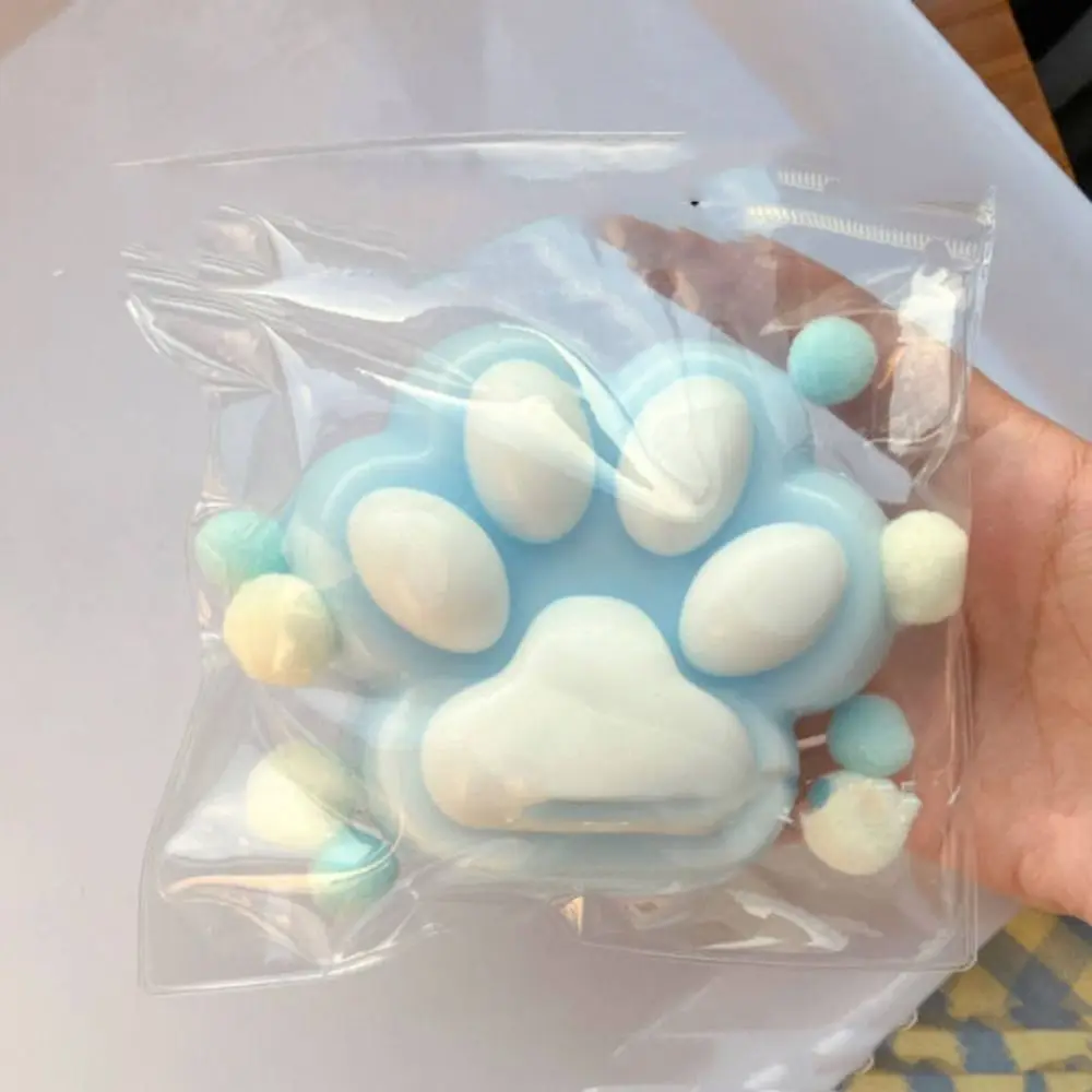 Novelty Super Large Cat Paw Squeeze Kneading Silicone Cartoon Fidget Colorful Soft Cat Paw Pinch Practical Jokes