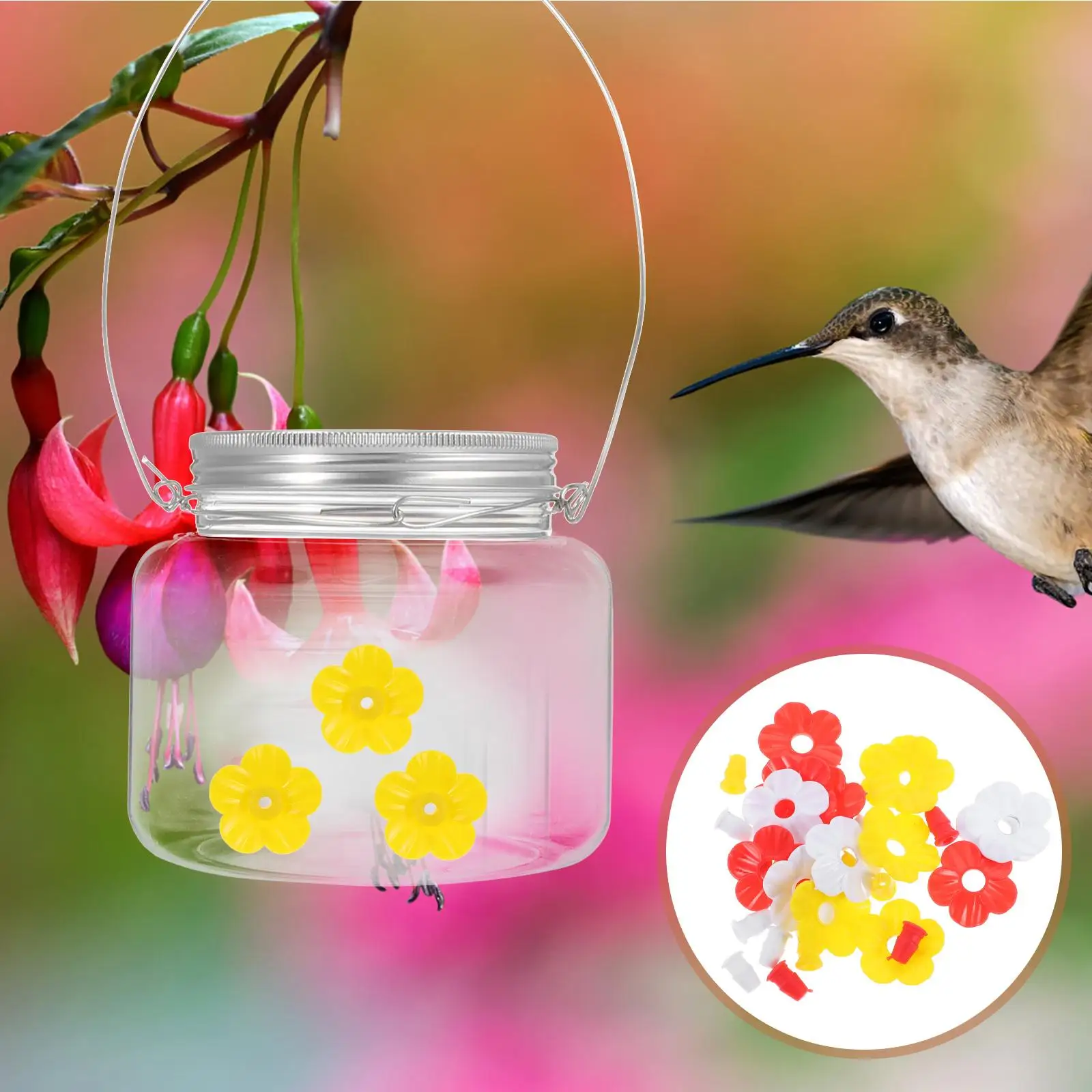 15Pcs Creative Flower Shaped Bird Feeder Hummingbird Feeder Outdoor Bird Feeder