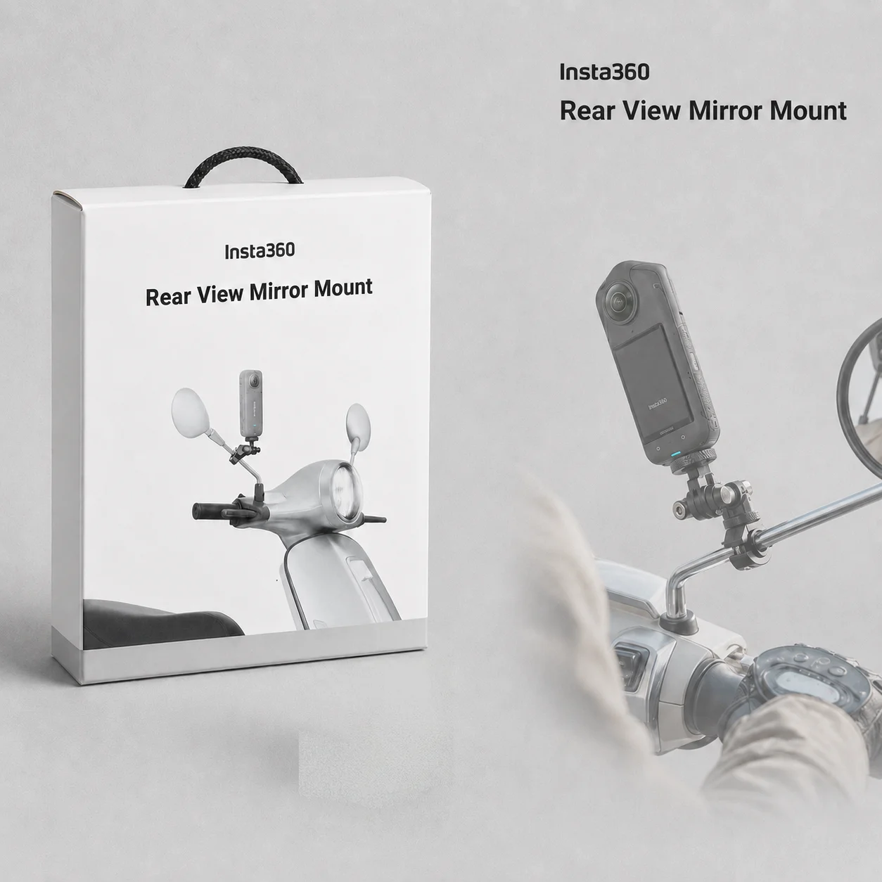 Insta360 Rear View Mirror Mount 6-15mm Rod Clamp for X6 X5 X4 Air X4 GO Ultra GO 3S Ace Pro 2 Scooter Third Person POV