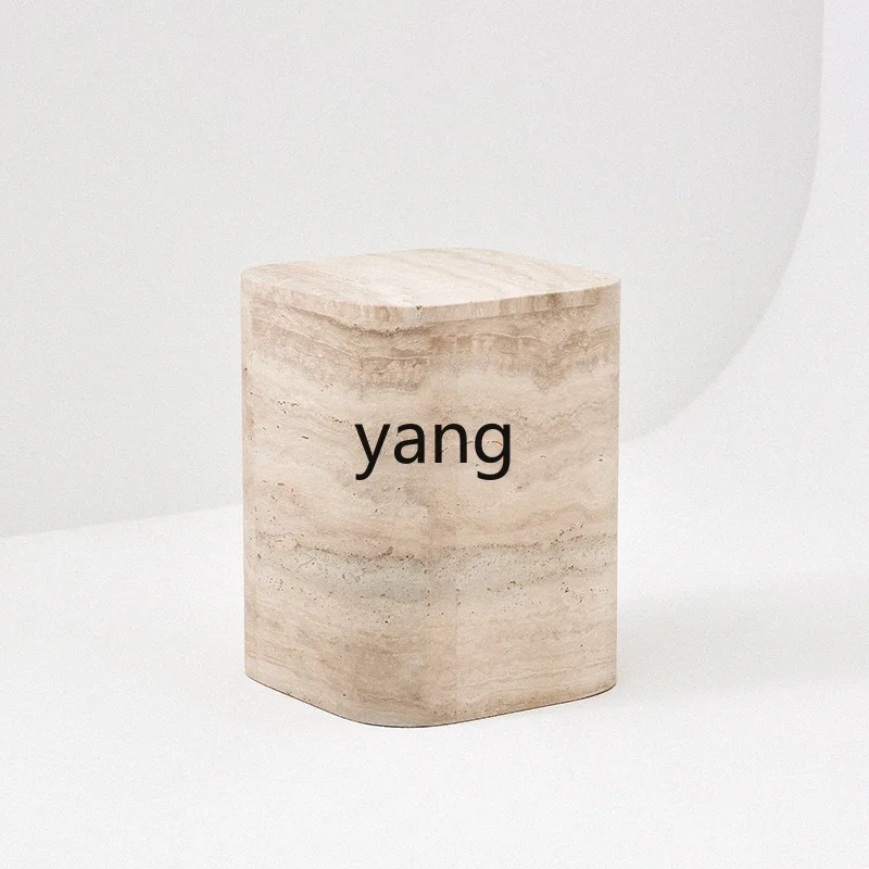 LTT Modern Simple Natural Travertine Side Table Living Room Sofa Corner Creative Art Side Table