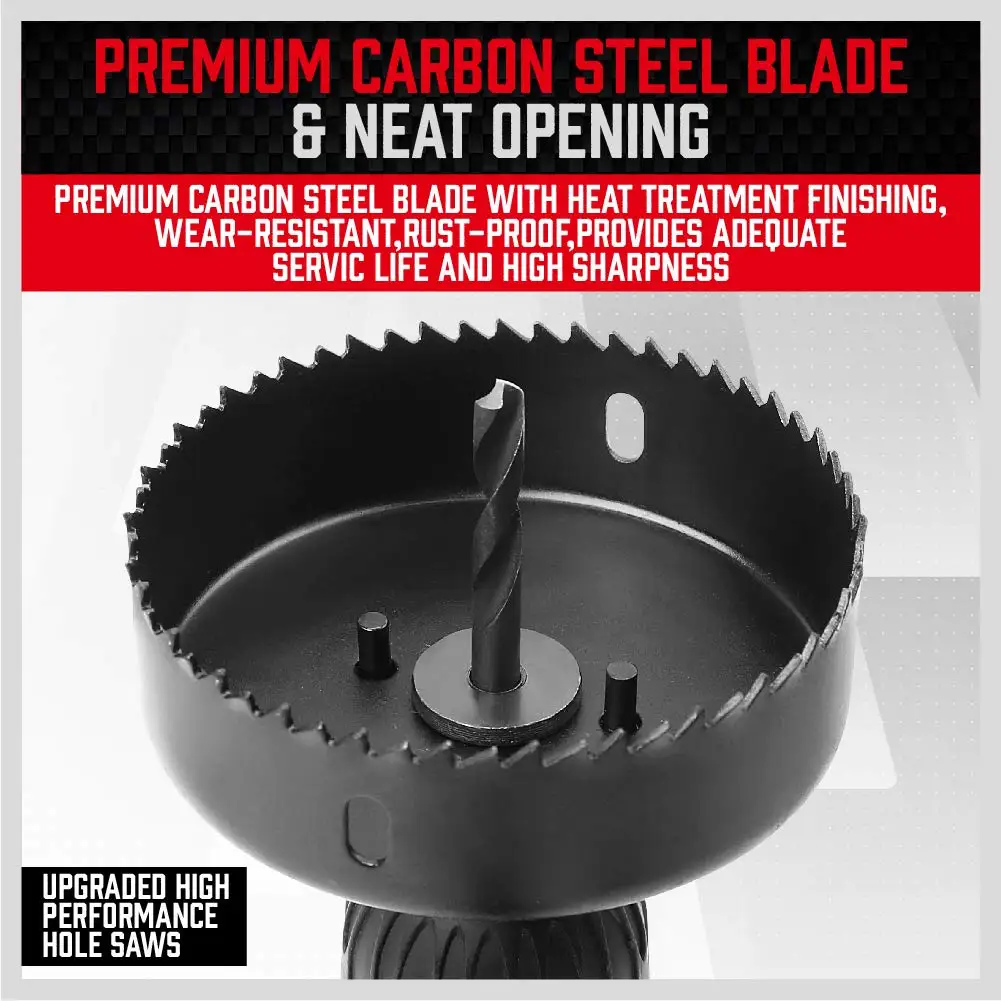 ホールソーセット 17 個ホールソーキット 25mm-125mm ホールソーマンドレル六角レンチ 収納ボックス付き 針葉樹 PVC ボードに最適