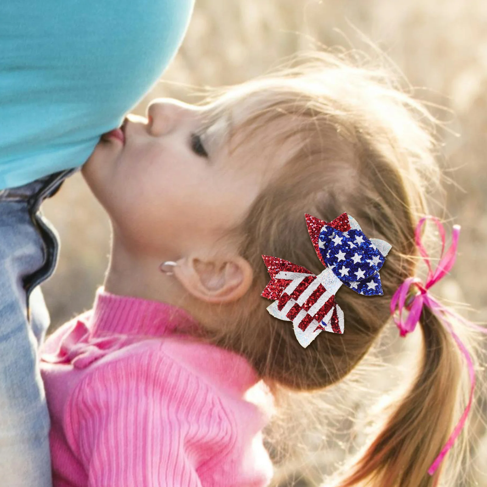 

2 шт. заколки для волос с американским флагом, нескользящие, с надежным захватом, яркие цвета, аксессуары для волос на 4 июля, День независимости, для девочек и детей