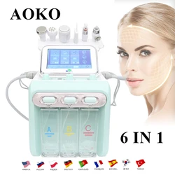 Aoko 6 em 1 máquina de hidro dermoabrasão água oxigênio levantamento rosto limpeza aqua peeling jato remoção cravo cuidados com a pele apertar