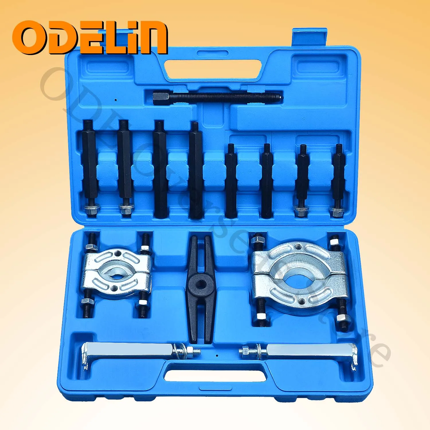 Kit d'outils mécaniques 14 pièces pour le démontage de roulements et de poulies, avec séparateur de volant moteur et extracteur de roulements, livré en boîte