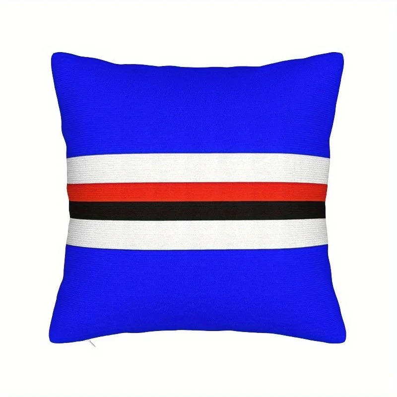 1pcs Short Plush Sampdoria Striped Pillow Cover 18x18 Inch Double Sided Print Cushion Case Home Decor