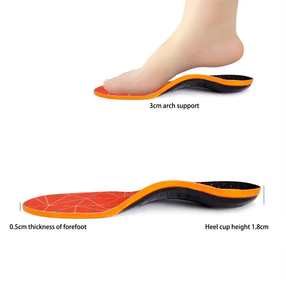 Plantillas deportivas ortopédicas Unisex, soporte de arco duro de 3cm, corrección Horizontal del pie plano, alivio del dolor para fascitis Plantar, almohadilla para zapatos