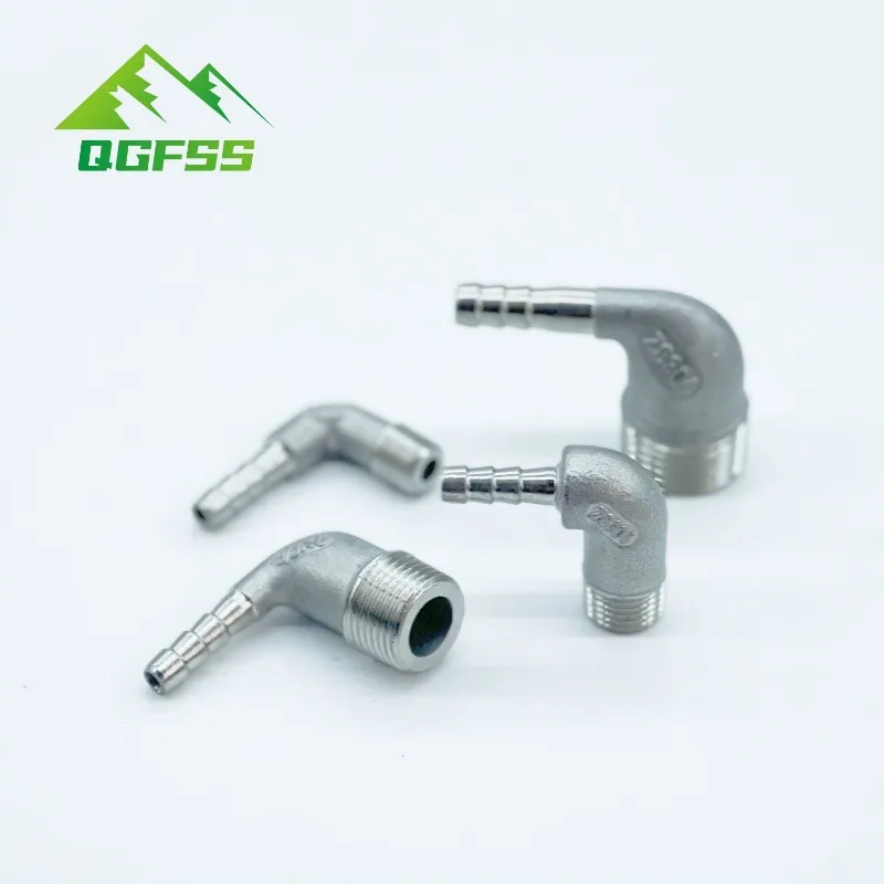 

1/8" 1/4" 3/8" 1/2" 3/4" 1" BSPT Male 6/8/10/12/14/15/16/20/25/32mm Hose Barb Hosetail Elbow 90 Degree Connector SS304 Stainless