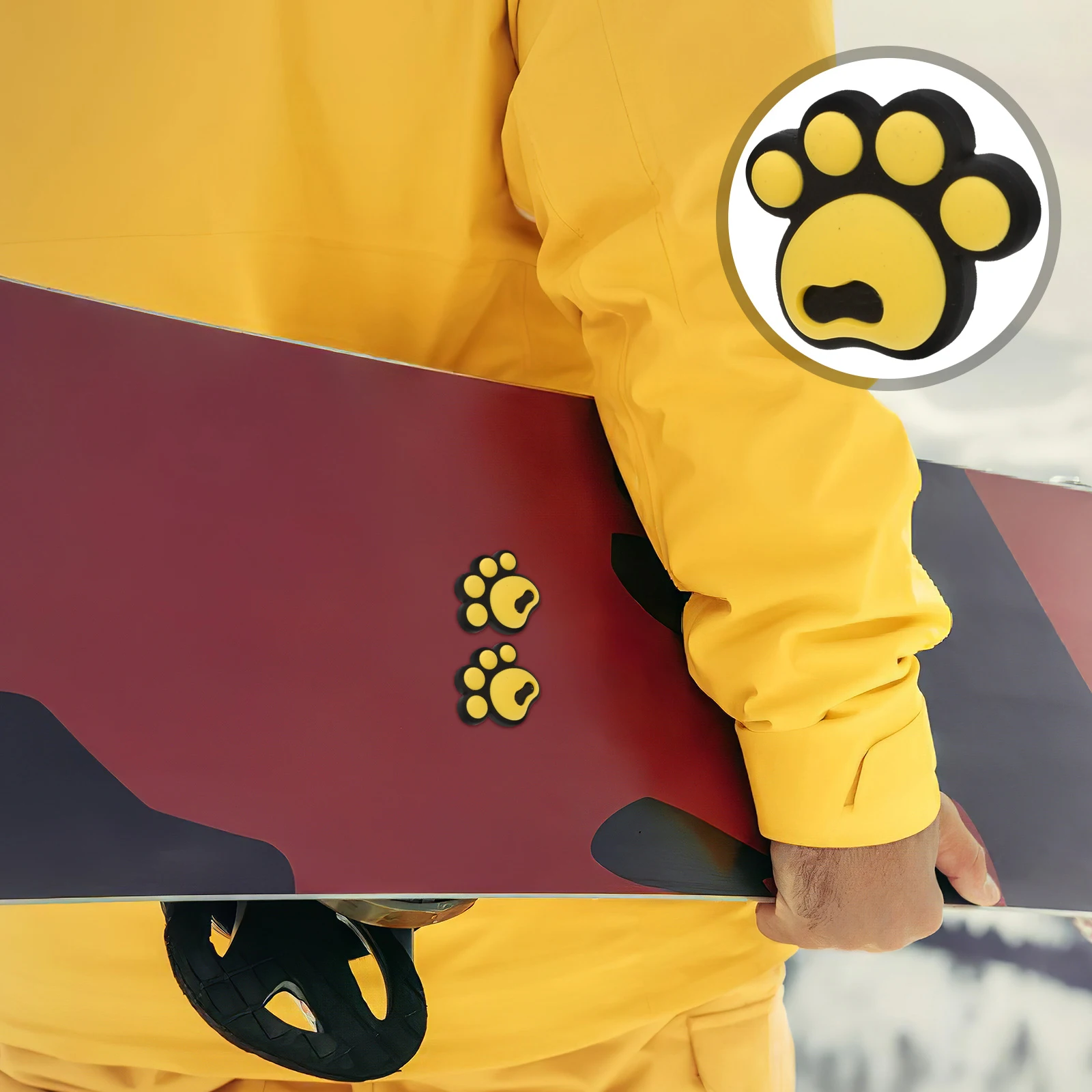 

4 Pcs Ski Stickers Cute Snowboard Deck Pad Dog Paw Decals for Cars Grip Enhancer Silica Gel Skating Accessory