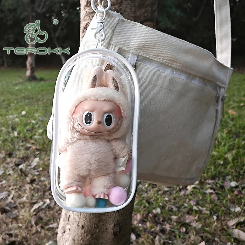 Clear Outdoor Bag For 18cm Cartoon Plush Dolls AC Toys Transparent Mini Kawaii Pouch For Keychain Doll Anime Figure Garage Kit