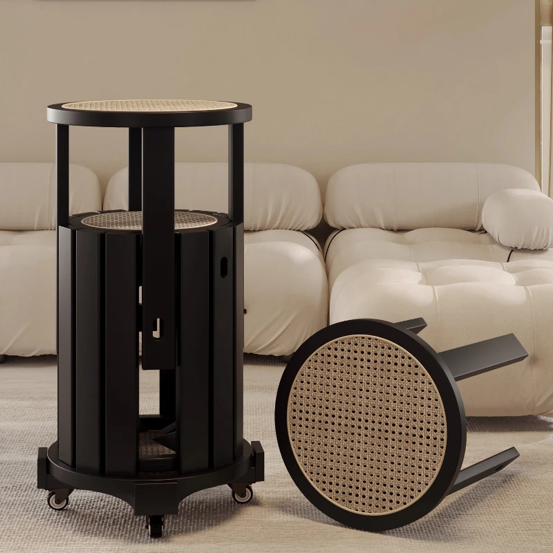 

Solid Wood Stackable Round Stools for Home Dining Room Furniture Modern Farmhouse Rattan Chair Minimalist Living Room Bench