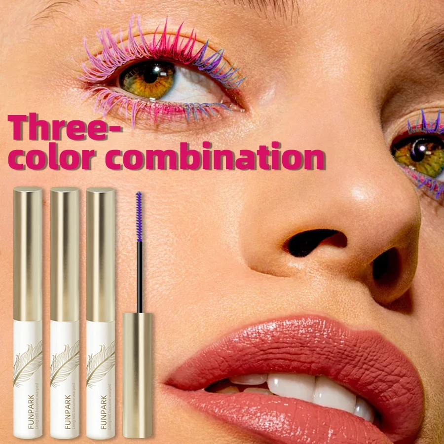 10-Color Ultra-fine Brush Mascara Strong and Lasting Content and Length, Waterproof Prolonged Eye Lash Makeup Black Red Purple
