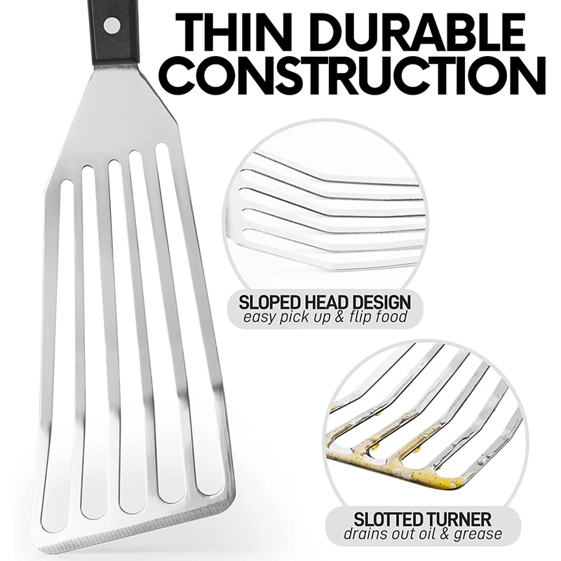 12.4Inch Fish Spatula- Slotted Fish Turner Spatula With Sloped Head Design - Durable And Lightweight Thin Spatula Metal image 4