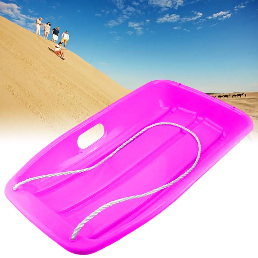 Outdoor Snow Sled Durable PE Plastic Sleigh with Rope and Handles for Kids Adults Winter Sledding Fun