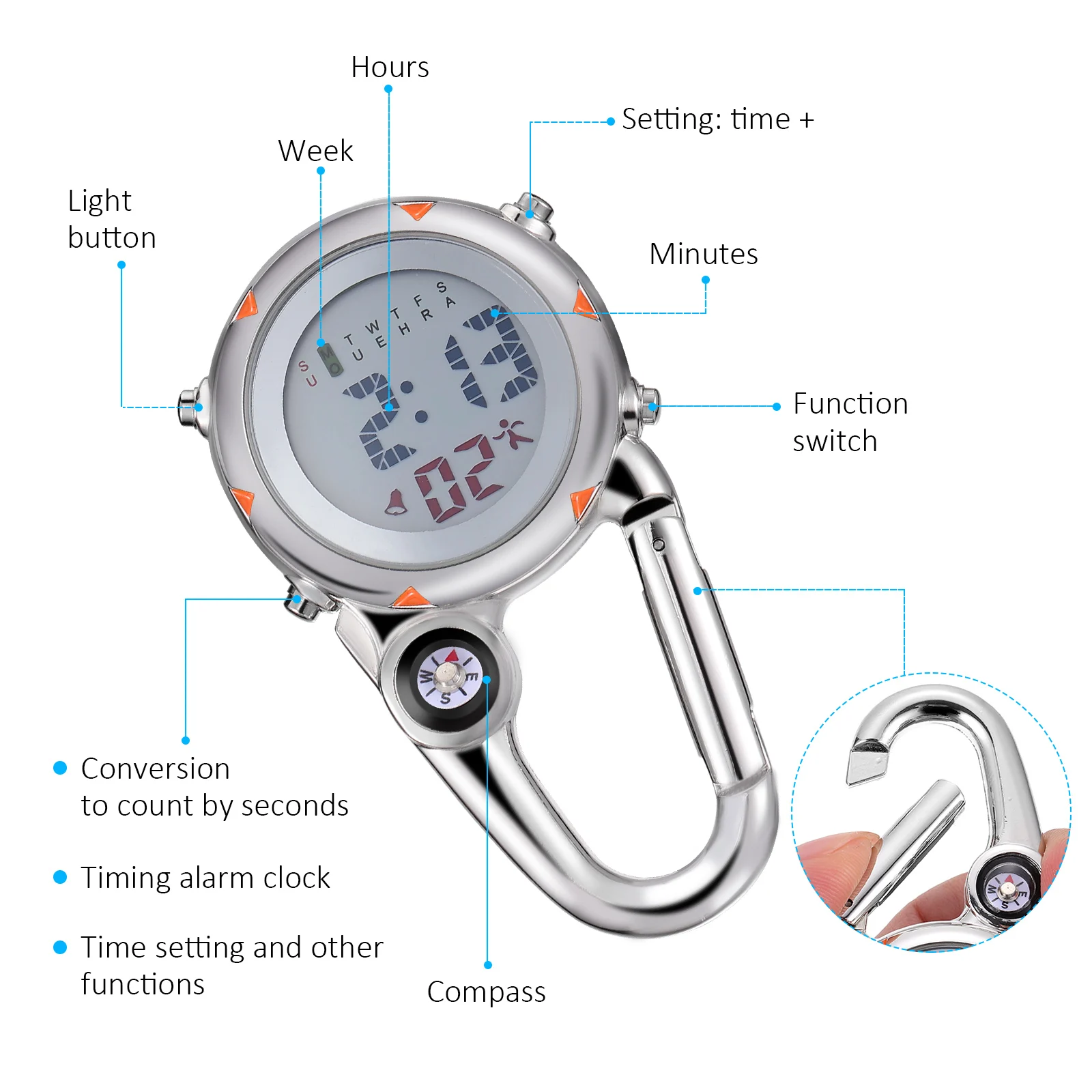 

Outdoor Clip Watch Set Pocket Digital Nurse Nursing Watches for Nurses Zinc Alloy