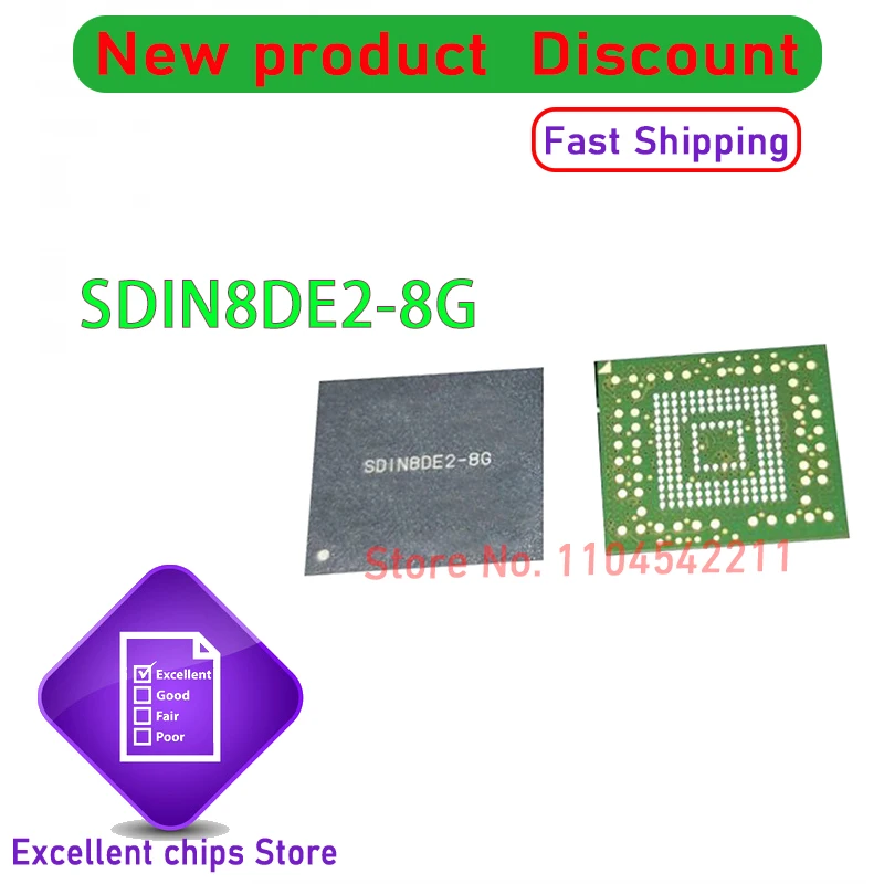 

10PCS New original SDIN8DE2-8G BGA153 Ball 8G Memory Word Library 4.5 Chip