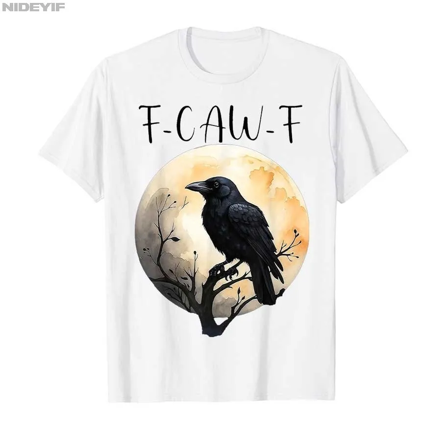 F Caw F Black Crow, F-Caw-F Funny Black Bird Saying Meme T-shirt Men Women 100% Cotton T Shirts Short Sleeve Tops