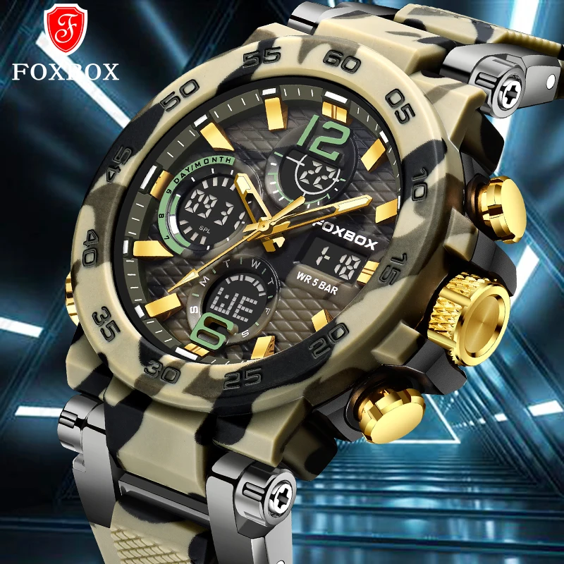 LIGE Electronic Watches for Men Outdoor Casual Sport Waterproof Alarm Clock Dual Display Wristwatch  Military Week Man Watch New