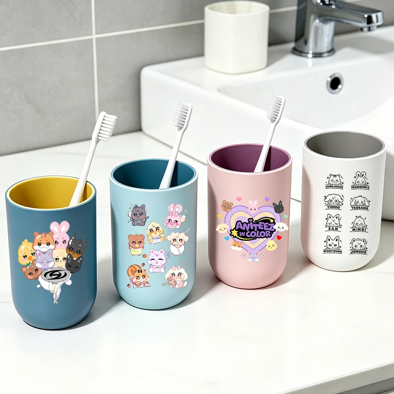 New ATEEZ Toothbrush Cup K-pop Man Groups Print Water Cup Mouthwash Cups Fashion Rinse Cups Cute Toothpaste Bottles Home Gift