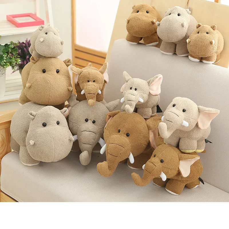 20/25/35CM Cute Chubby Hippo Elephant Plush Toy Soft Plushies Kawaii Stuffed Animal Doll Room Decor Kids Birthday Gift