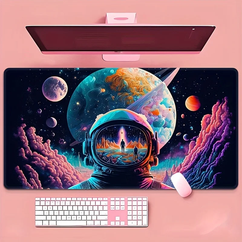 

Cosmic Astronaut Large Gaming Mouse Pad Non-Slip Rubber Stitched Edges Desk Mat Home Office Mouse Mat Carpet Desk Accessories
