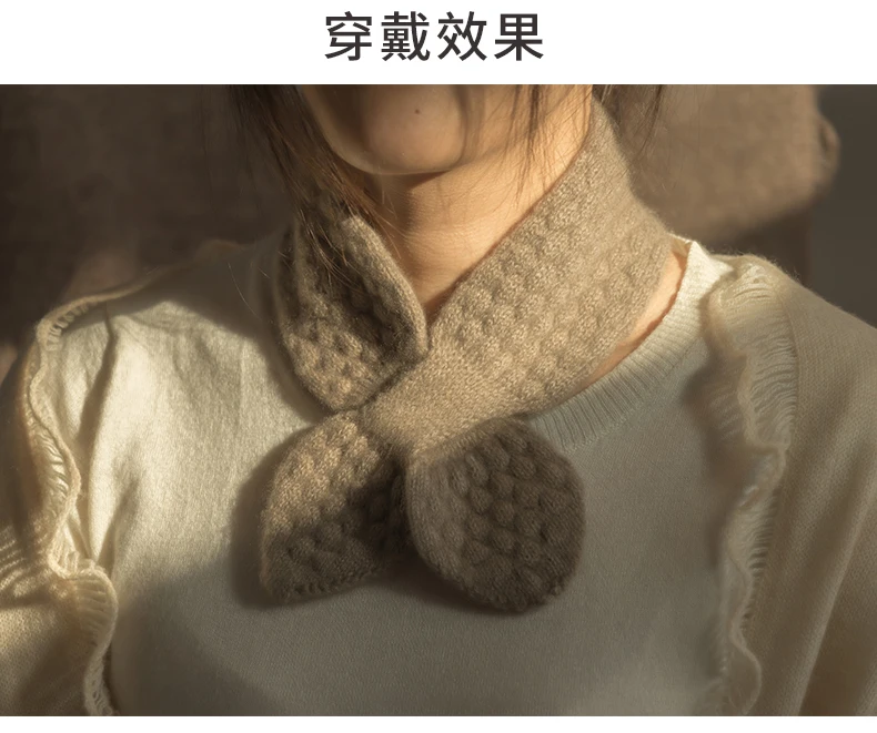 Frauen 100% Reinem Kaschmir Gestrickte Kleine Bowknot Schal Halstuch Moos Stich Weiche Hals Wärmer Ring Kragen Weibliche Boutique Acc – Detail 11