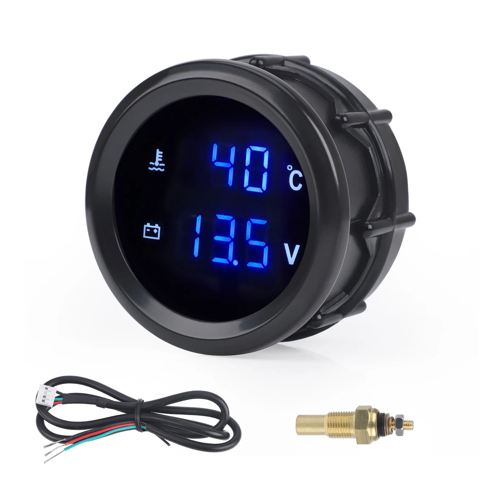 

Blue Led Voltmeter＆Digital Water Temp gauge 2" 52mm 2 in 1 Oil Temp Oil Pressure Gauge Tachometer meter with temp sensor 1/8NPT