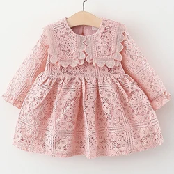 Spring Autumn Toddler Girl Clothes Korean Fashion Lace Doll Collar Long Sleeve Princess Birthday Baby Dresses Kids Dress BC1246