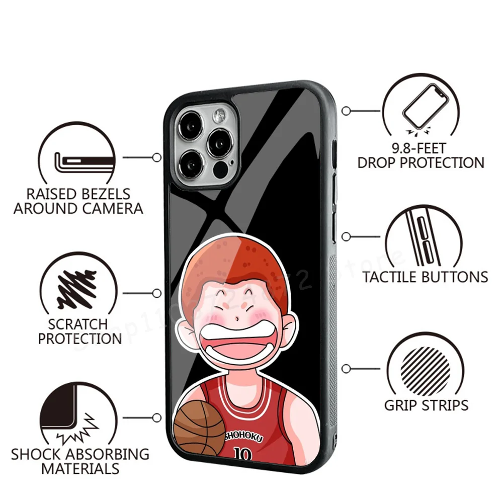 Anime SLAM DUNK Phone Case Strong Magnetic For IPhone 15 14 13 Pro Max Alex Mirror For Magsafe Wireless Charging Cover