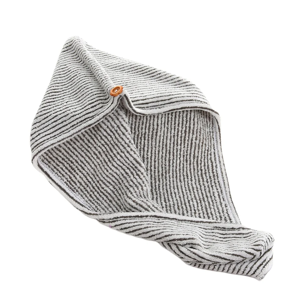 قبعة شعر جافة من ألياف الخيزران والفحم، منشفة سريعة الجفاف للنساء، رمادي وأبيض، متينة ومريحة لتجفيف الشعر #6