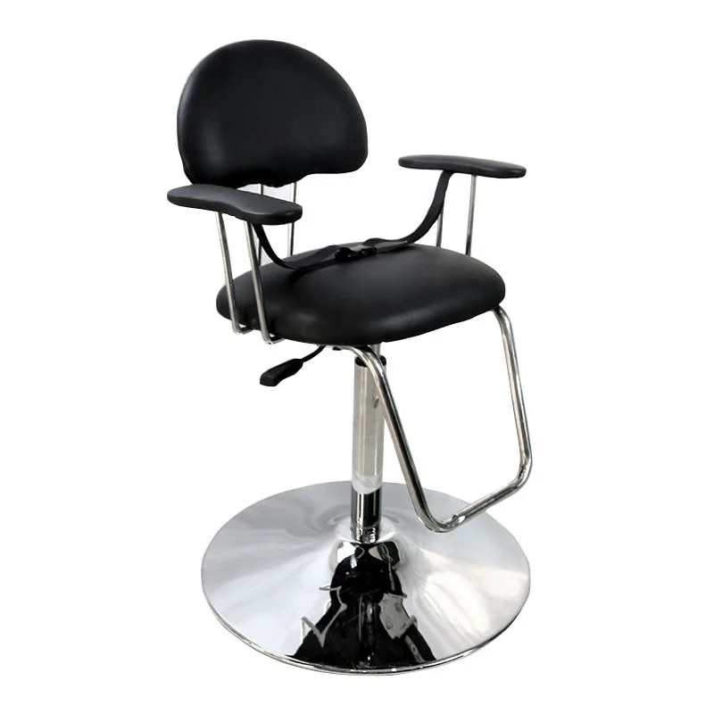 

Leather barber chair, baby styling chair, children's black rotating salon chair with armrests, customizable PU