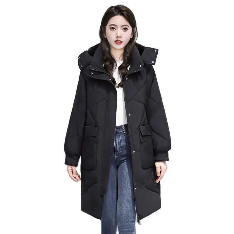 

Parkas Jackets New Women Down Jacket Winter Coat Female Midi Length Version Parkas Loose Thick Warm Outwear Hooded Leisure Time