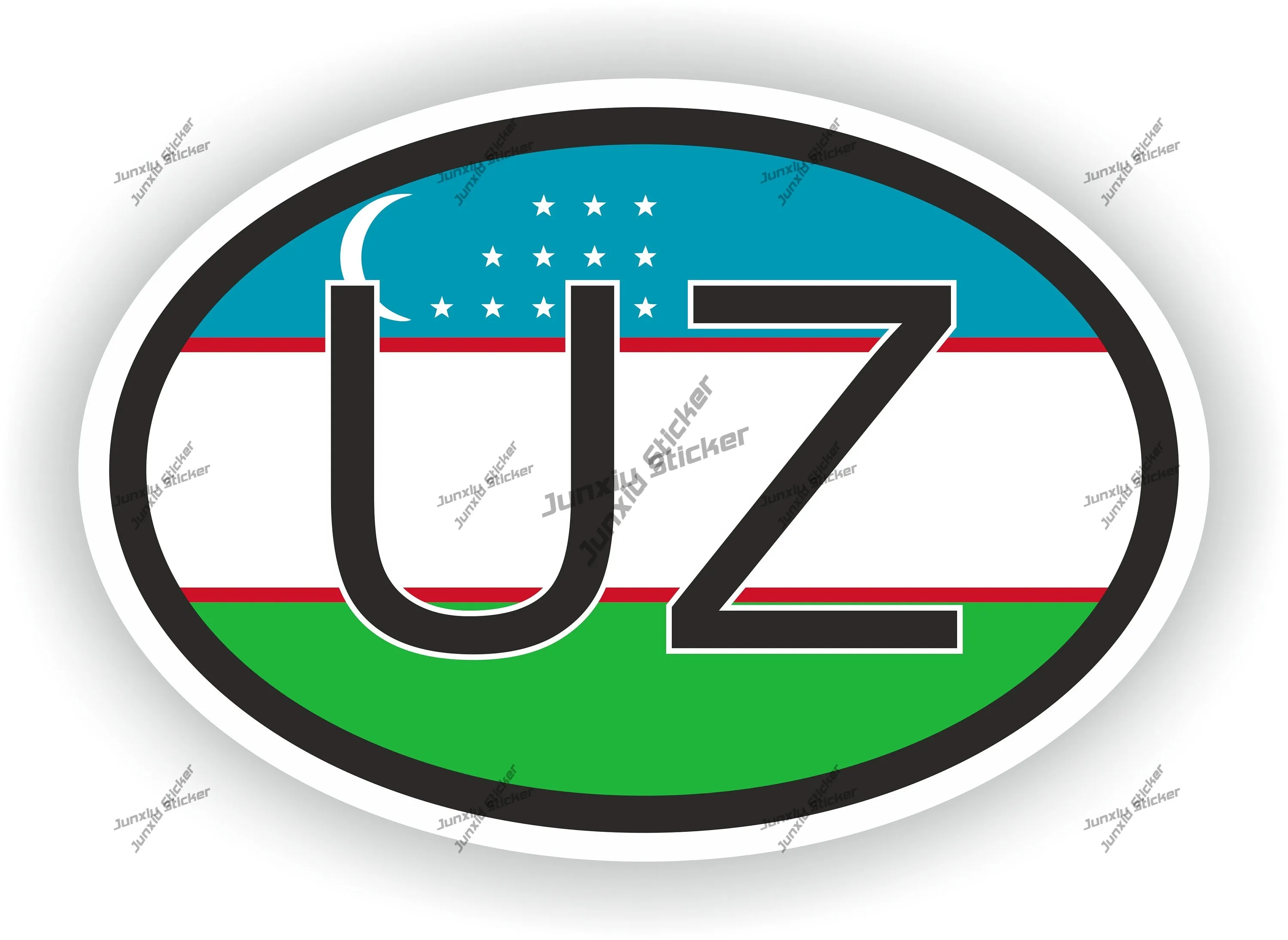 

Uzbekistan Country Code Oval Uz Flag Sticker Occlusion Scratch Exterior Decor Graphic Beauty Accessories For The Car Door Decals