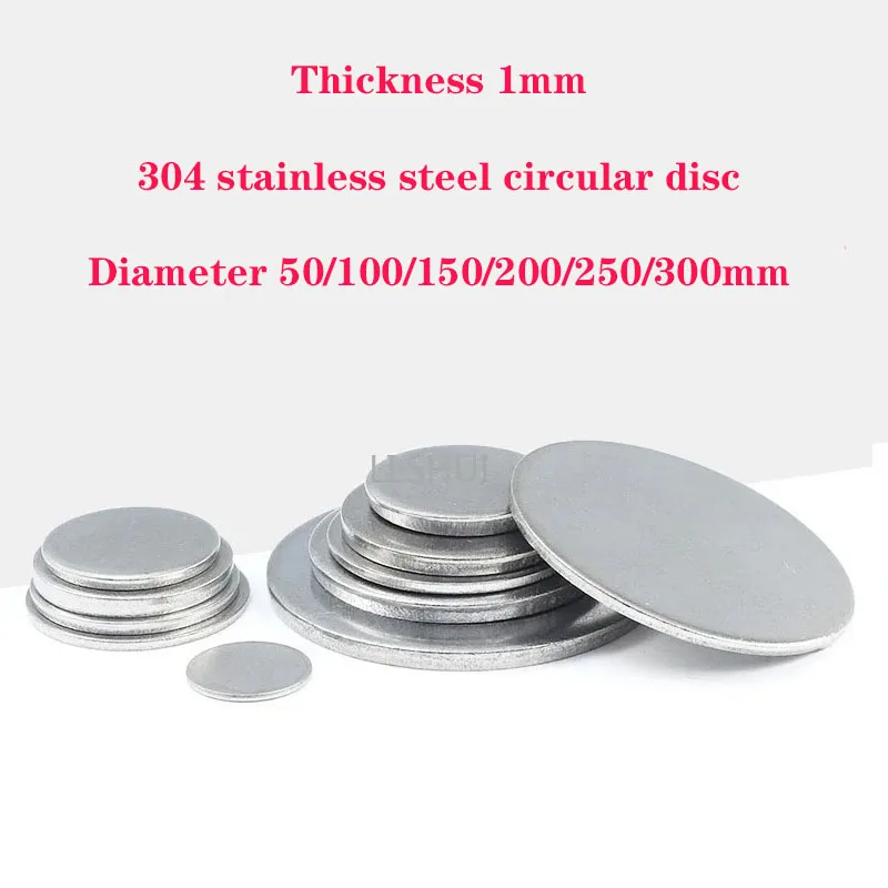 1.0mmThickness   1 Piece Diameter 50mm-300mm  Stainless Steel Round Gasket 304 Stainless Steel Disc Metal DIY Round Plate