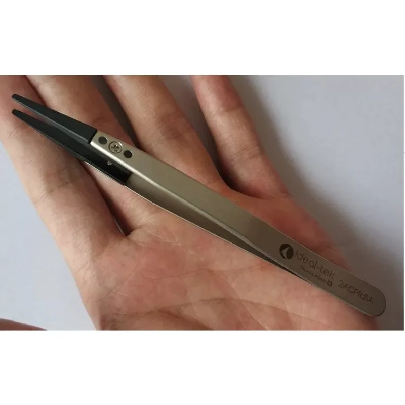 Precision ESD Anti-static Tweezers Round Head Laboratory Substrate Lens Clean Room Research Clip