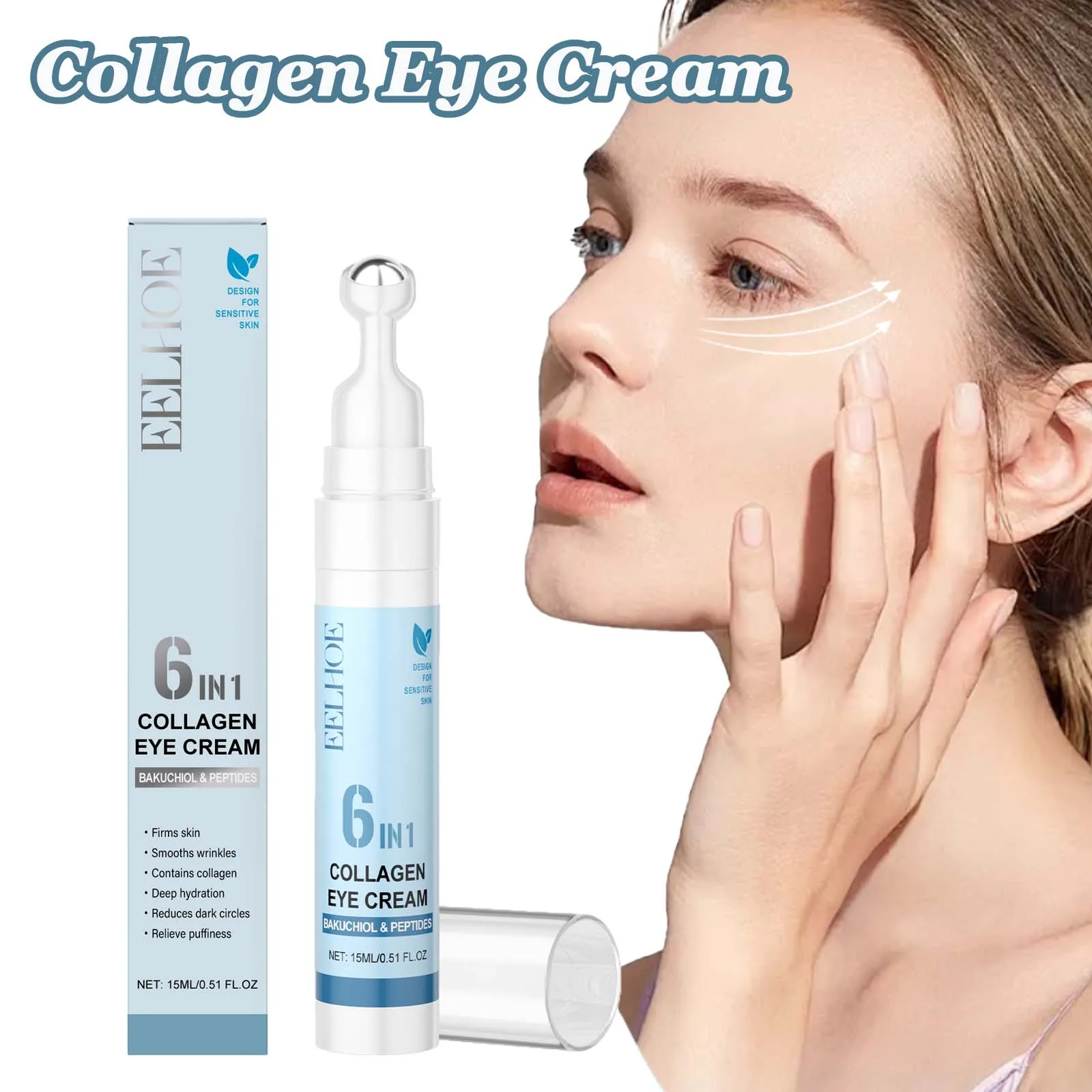 Crème éclaircissante pour les yeux, Anti-poches, estompe les ridules, raffermissant, hydratant, soin sous les yeux, collagène
