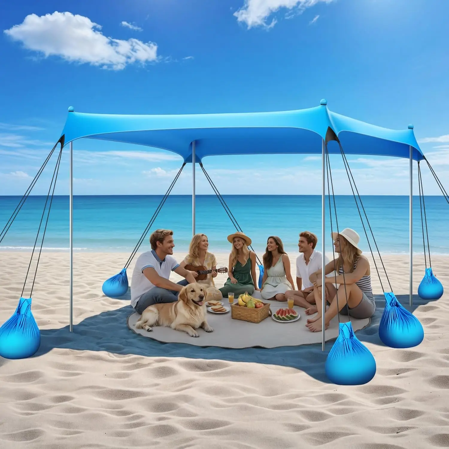 

10x10 FT Beach Canopy Tent with UPF50+ Sun Protection, Windproof Design, Easy Setup for Camping Fishing Outdoor Activities