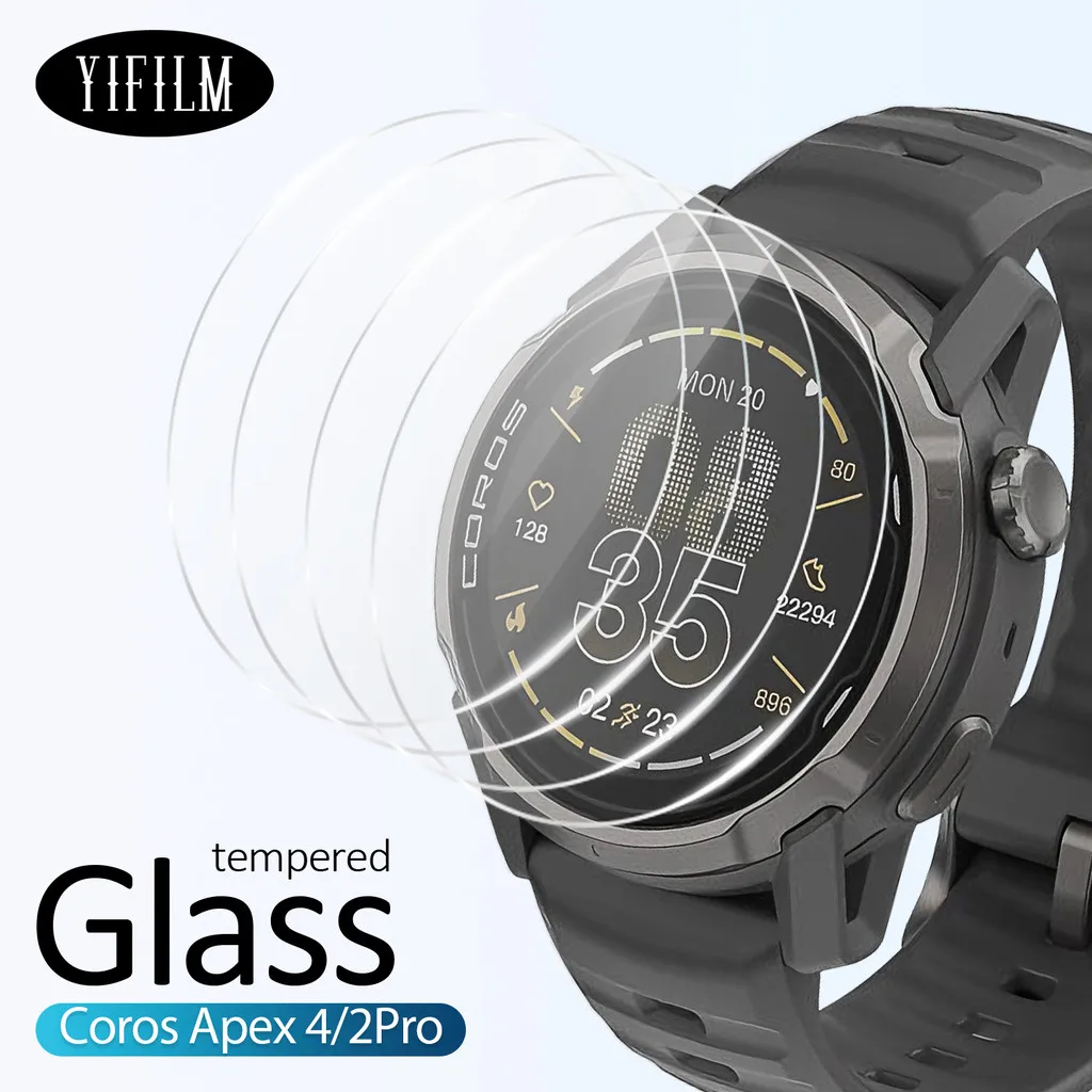 2/5 Stück für Coros Apex4 2 Pro 42mm46mm SmartWatch 2.5D Slim HD Clear Anti Purple Light Anti-Scratch 9H gehärtetes Glas Displayschutzfolie