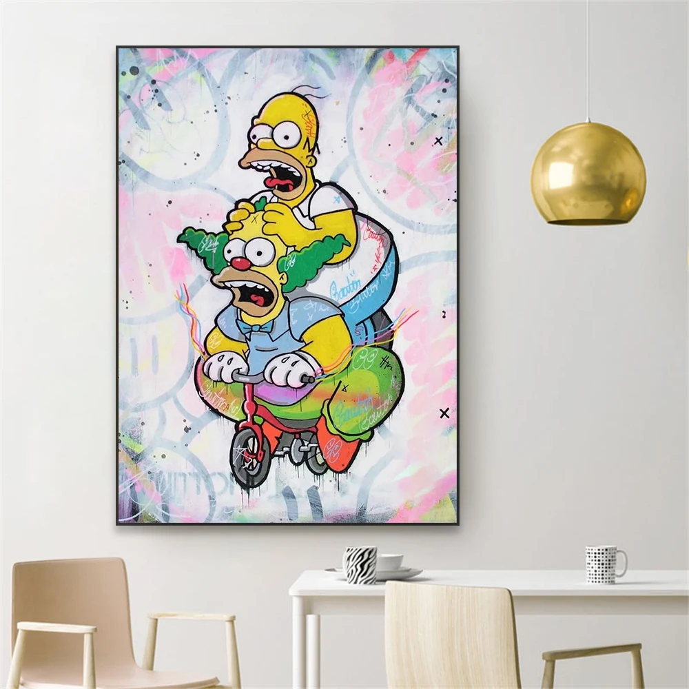 Disney Movie The Simpsons Poster Graffiti Art Funny Canvas Painting Print Minimalist Watercolor Pop Street Wall Home Decor