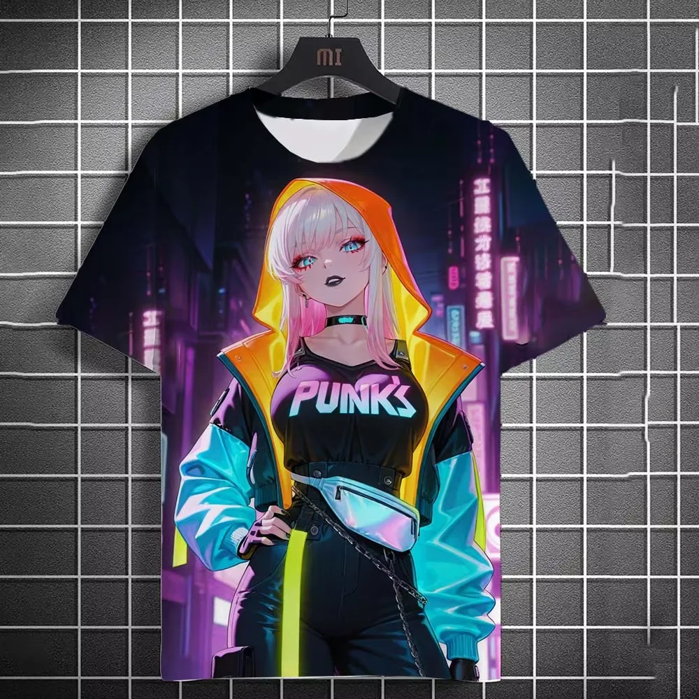 

Cartoon Sexy Girl Pattern Men's T-Shirt 3d Printing Oversized T Shirts For Men personality Bad Girl Harajuku Short Sleeve Top