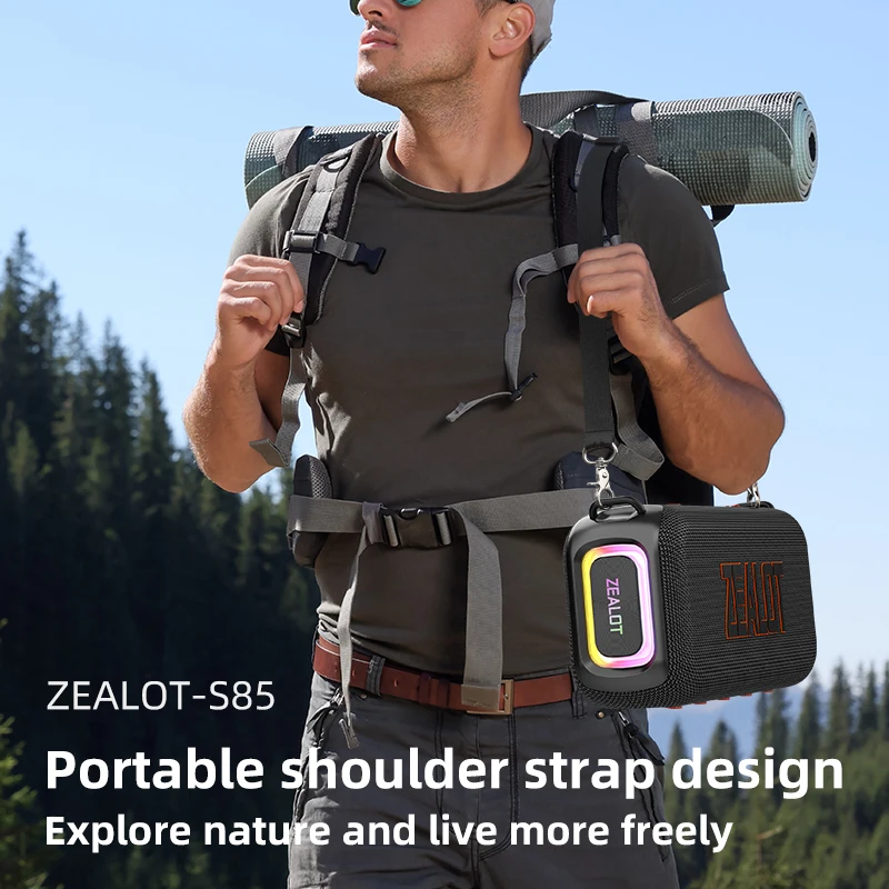 ZEALOT S85 50W 3D portable Bluetooth speaker with dual diaphragm IPX6 waterproof outdoor strap speaker