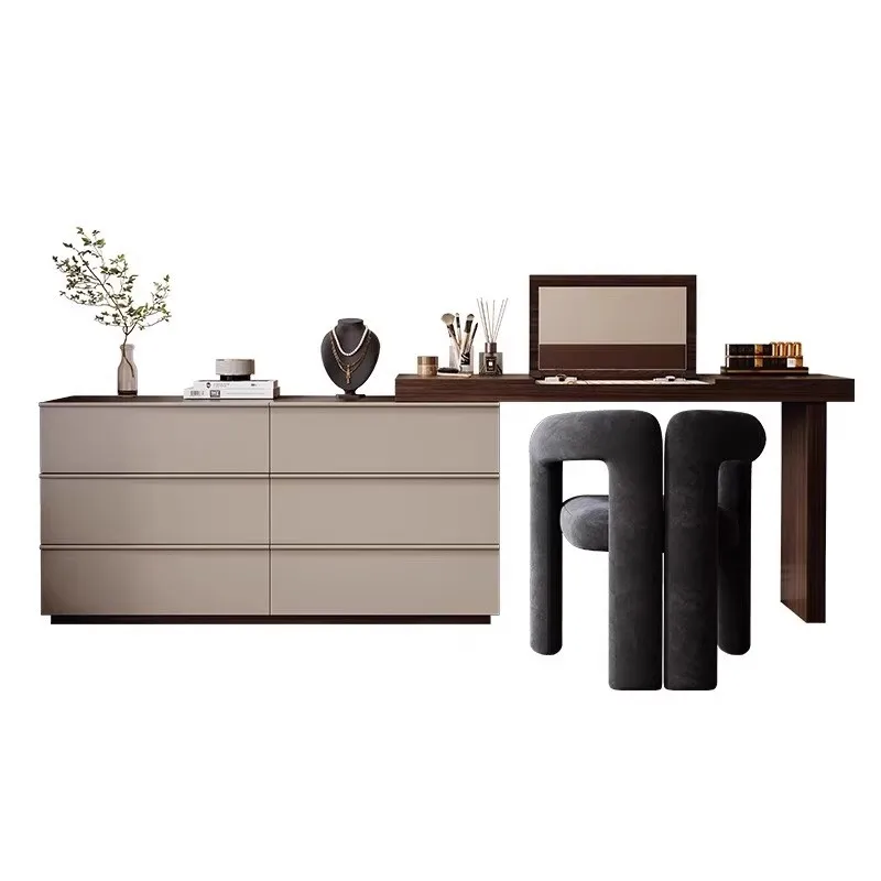 

#High End Custom Design Wholesale Villa Home Interior Luxury Three Color Light Wooden Dressing Table
