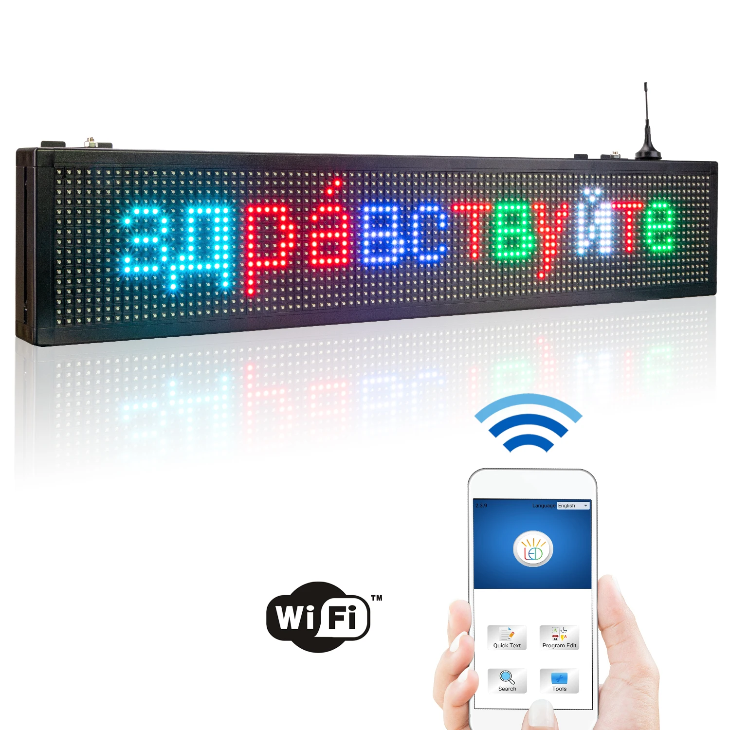 RGB LED Display Board Wireless WiFi +U-Disk Programmable Red Green Message Board Promote Your Store Supermarket Sales 77CM