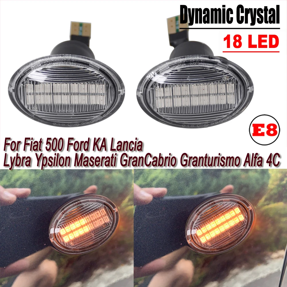 

2 шт. светодиодный динамический боковой указатель поворота для Fiat 500 Ford KA Lancia Lybra Ypsilon Maserati GranCabrio Granturismo