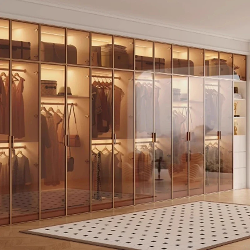 

Fabric Open Closet Display Wooden Minimalist Modern Wardrobe Jewelry Cube Modular Wearable Storage Guarda Roupa Salon Furniture