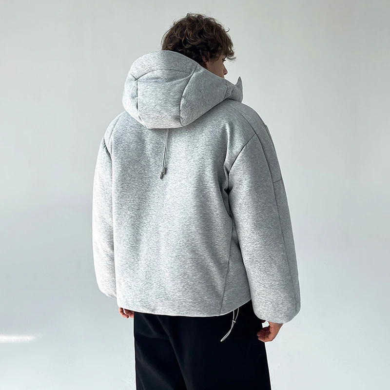 LUZHEN 2025 موضة الشتاء بلون سميكة الدافئة مقنعين سترة سترة الرجال وسيم عالية طوق معطف مبطّن عادية JY5047 #5