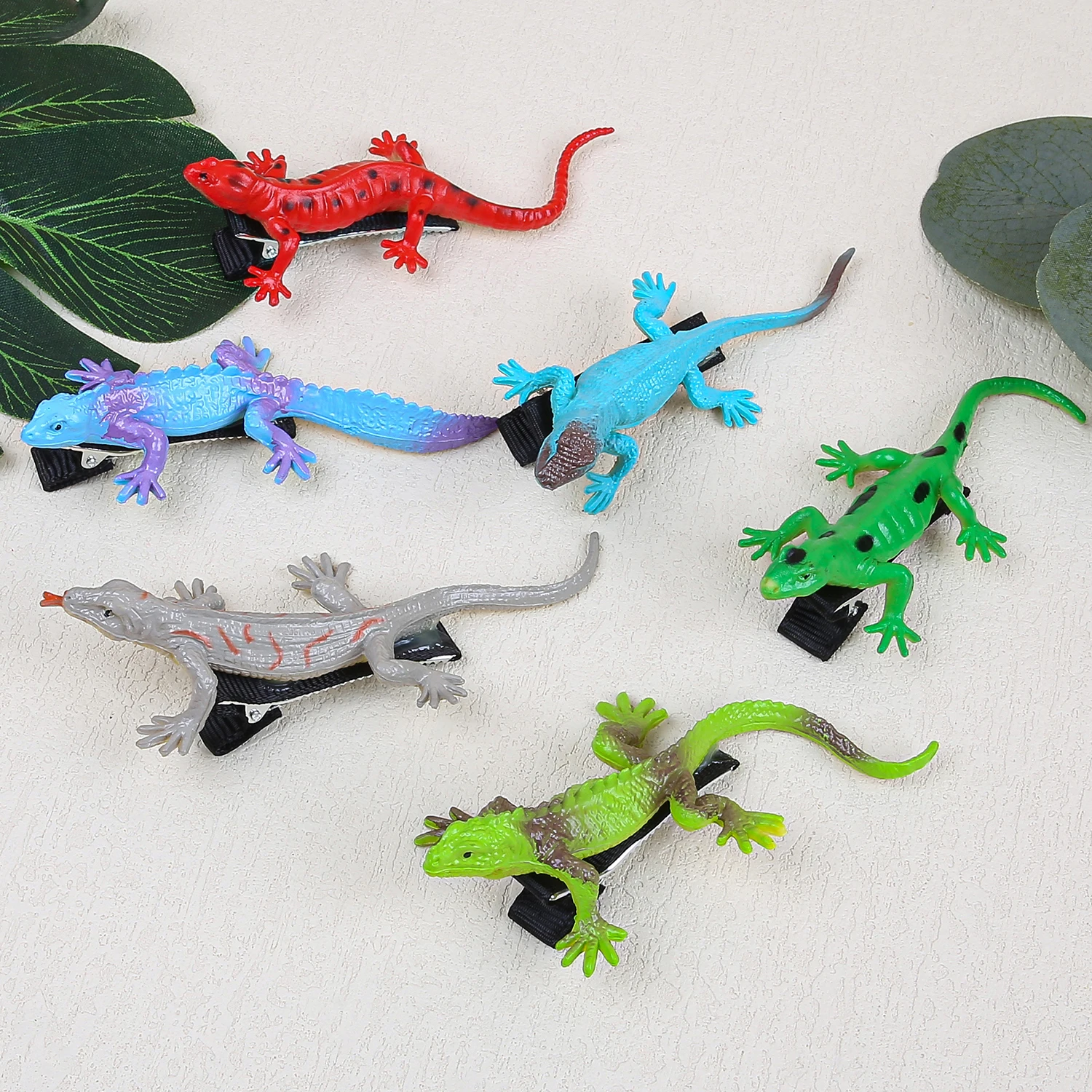 6 قطعة مقاطع الشعر السحلية الكرتون لطيف مقلد سحلية دبابيس الشعر مجموعة للنساء الفتيات لطيف تصميم الراتنج دبوس الشعر للحزب