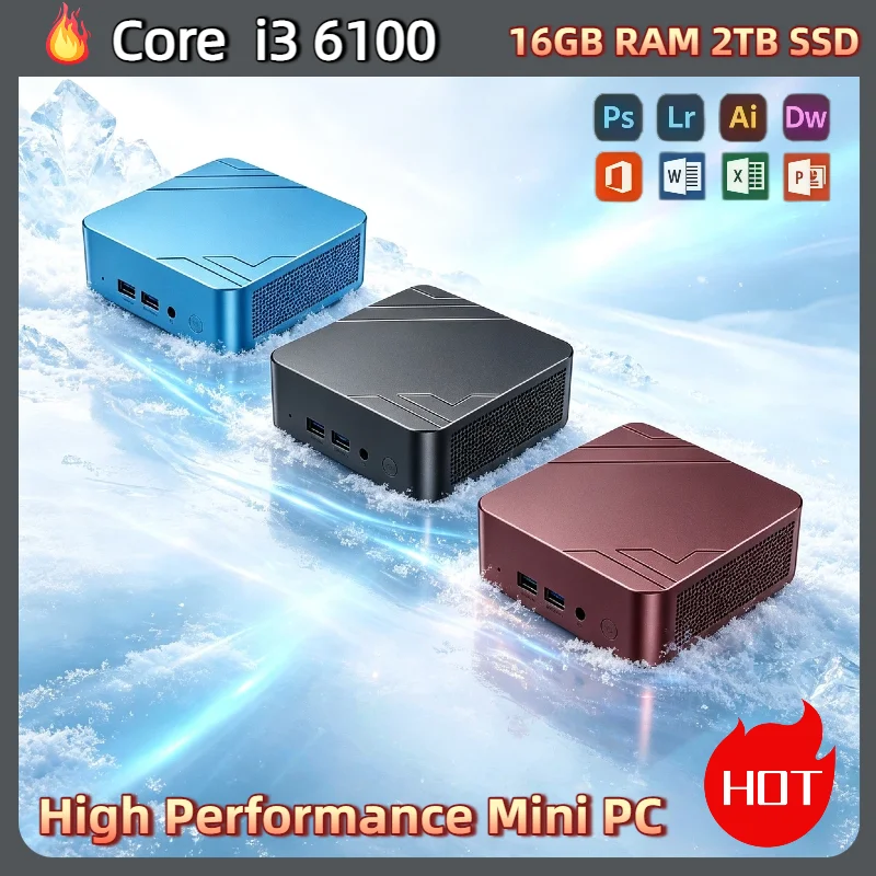 i3 6100 Intel Small Form Factor PC 16GB RAM 1TB 2TB M.2 SSD WiFi6 Bluetooth 5.2 Low Power Pro Max Plus Ultra