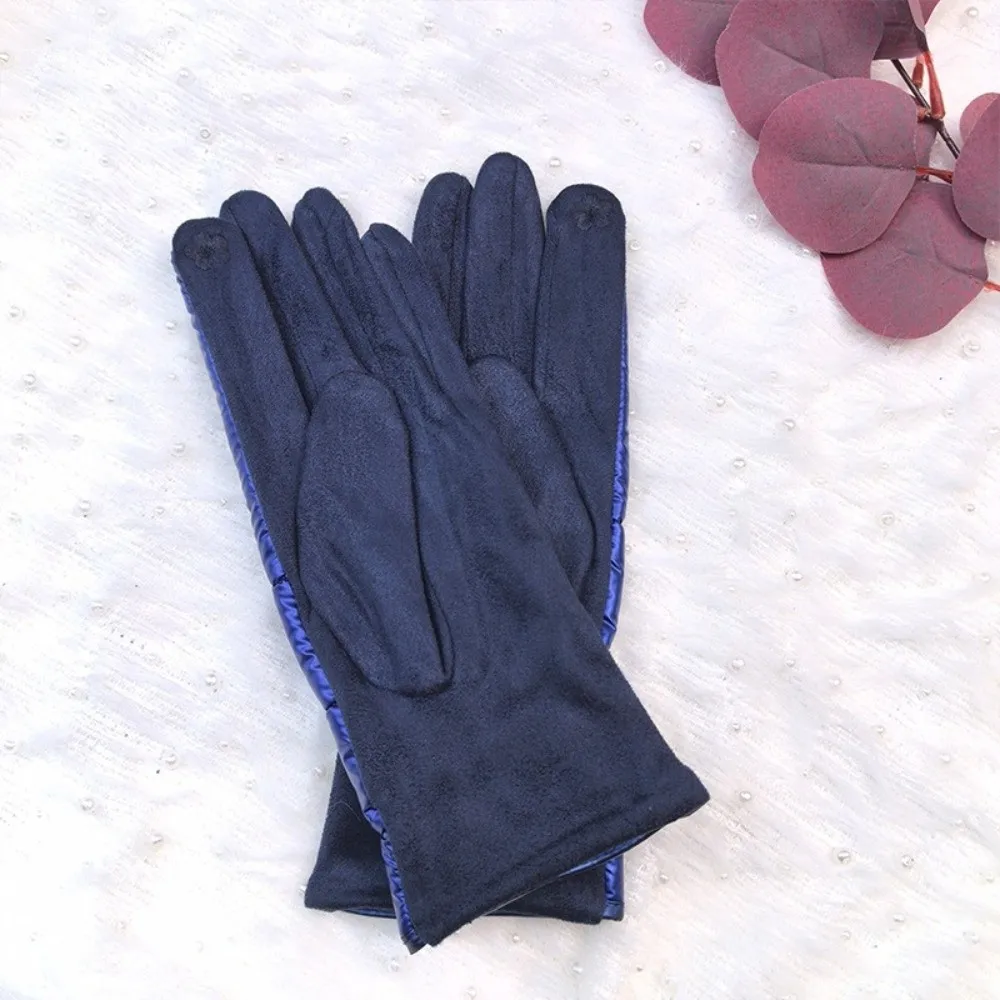 Waterproof Suede Down Cloth Driving Gloves Soft Thicken Winter Cycling Gloves Vintage Warm Touch Screen Gloves Daily Commute