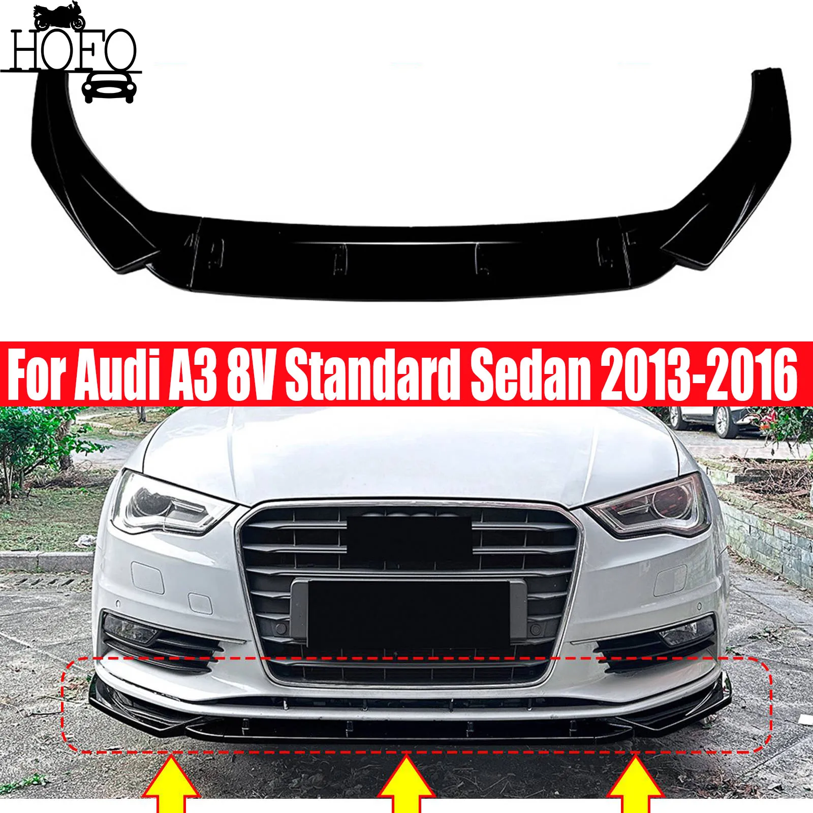 

For Audi A3 8V Standard Sedan 2013-2016 2014 2015 Front Bumper Spoiler Lower Lip Blade Splitter Protector