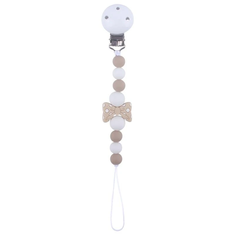 090B Bbowknot Silicone Pacifier Clip for Babies Girls Boys Infant Teething Soother Toy Cartoon Pacifier Chain Holder